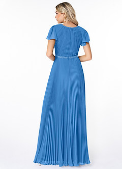 Azazie Kara Modest Bridesmaid Dresses A-Line Pleated Chiffon Floor-Length Dress image2