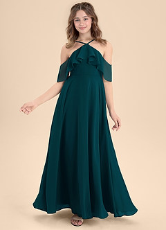 Azazie Tessabelle Junior Vestido de Pino de Gasa de Corte En A con Vestidos sin tirantes image6