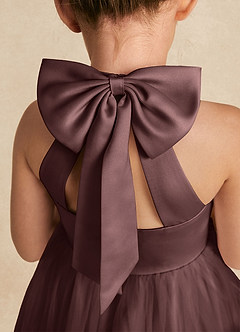 Azazie Bev Flower Girl Dresses Espresso A-Line Convertible Tulle Dress image5