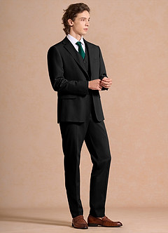 front Carter Sort 3-delt jakkesæt i bomuld og hørblanding