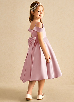 Azazie Favia Final Sale Dusty Blue A-Line Off the Shoulder Matte Satin Dress image3