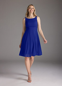 Azazie Sunny Abiti per la Madre della Sposa Abito A-Line in Maglia Plissettato Blu Reale image5
