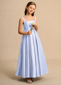 Azazie Mochi Girl vestidos de niña de las flores Vestido de Lavanda de Satin Mate de Princesa con Plisado image4