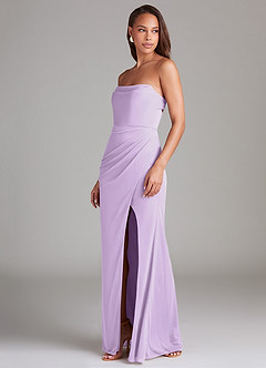 Azazie Leonis Bridesmaid Dresses Lilac Sheath Strapless Mesh Convertible Dress image4
