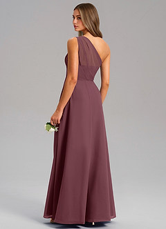 Azazie Phaedra Bridesmaid Dresses Sangria A-Line One Shoulder Chiffon Dress image7
