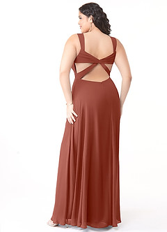 Azazie Nahrin Bridesmaid Dresses Auburn A-Line V-Neck Pleated Chiffon Dress image10
