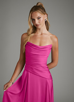 Azazie Gabriela Brautjungfernkleider A-Linie Korsett Stretch-Satin Kleid Fuchsia image4