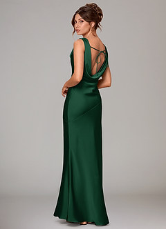 Azazie Rylina Bridesmaid Dresses Dark Green Mermaid Stretch Satin Dress image4