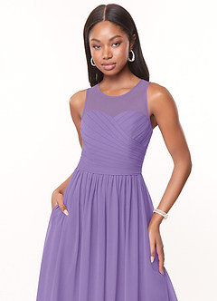 Azazie Nina Bridesmaid Dresses Tahiti A-Line Pleated Chiffon Dress image5