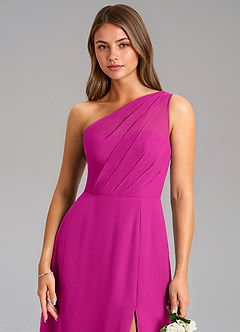 Azazie Phaedra Bridesmaid Dresses Fuchsia A-Line One Shoulder Chiffon Dress image16