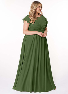 Azazie Daphne Modest Bridesmaid Dresses A-Line Ruffled Chiffon Floor-Length Dress image10