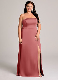 Azazie Wren Bridesmaid Dresses Antique Rose A-Line Strapless Stretch Satin Convertible Dress image9