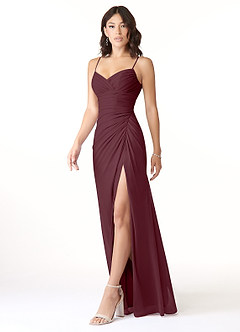 Azazie Reneya Bridesmaid Dresses Cabernet Mermaid Bow Mesh Dress image3