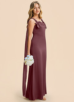 Azazie Chelsea Junior Sangria Sheath Pleated Stretch Satin Dress image1