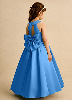 Azazie Daisies Flower Girl Dresses Blue Jay Ball-Gown Bow Matte Satin Dress image1