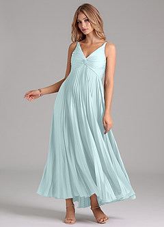 Azazie Raychelle Brautjungfernkleider A-Linie Plissee Stretch-Satin Kleid Seegrün image3