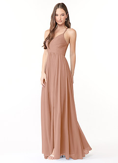 Azazie Jeanna Bridesmaid Dresses A-Line Pleated Chiffon Floor-Length Dress image2