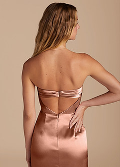 Azazie Leonis Bridesmaid Dresses Bronzer Mermaid Pleated Metallic Satin Convertible Dress image3