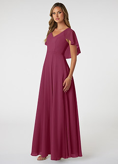 Azazie Jamie Bridesmaid Dresses Mulberry A-Line Chiffon Dress image3