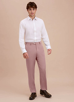 front Ethan Dusty Rose Refined Weave Dress Pants