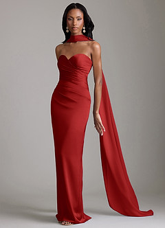 Azazie Sonora Vestidos de damas de honor Vestido de Granada de Satén Elástico de Corte Recto con Sin tirantes image10