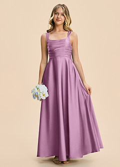 Azazie Azaria Junior Robe Trapèze en Satin extensible Plissé Glycine image1