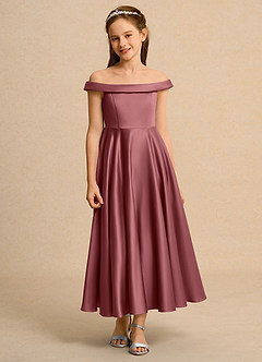 Azazie Teeny Junior Formal Flower Girl Klänningar Klä A-Line i Matt satäng Plisserad image6