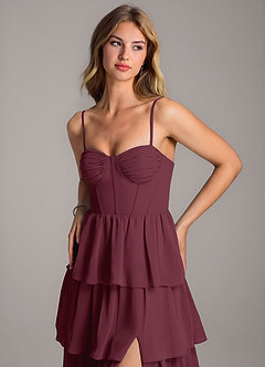Azazie Alanna Bridesmaid Dresses Cabernet A-Line Sweetheart Neckline Chiffon Dress image2