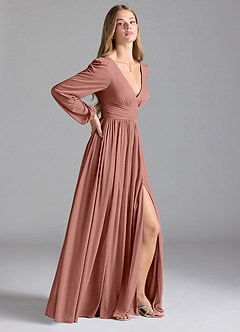 Azazie Norah Bridesmaid Dresses Cedar Rose A-Line Mesh Dress image5