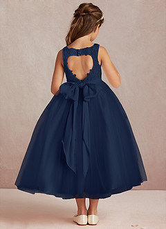 Azazie Calla Flower Girl Dresses Dark Navy Ball-Gown Lace Tulle Dress image3