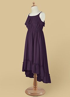 Azazie Karmen Flower Girl Dresses Plum A-Line Ruched Chiffon Dress image11