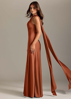 Azazie Kinsley Bridesmaid Dresses Cedar Rose Mermaid Side Slit Stretch Satin Dress image4
