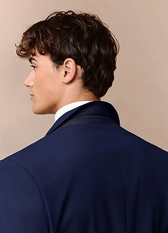 front Savile Blue Wool Blend Suit Jacket
