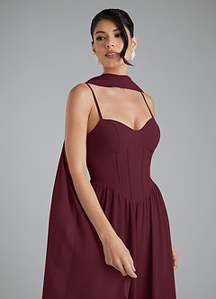 Azazie Alisha Bridesmaid Dresses Cabernet A-Line Corset Chiffon Dress image7