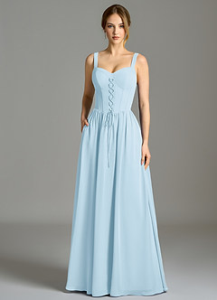 Azazie Porscha 신부 들러리 드레스 A라인 스윗하트 네크라인 쉬폰 바닥 길이 드레스 image3