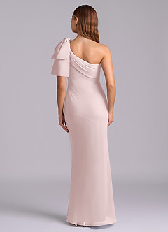 Azazie Yuanna Bridesmaid Dresses Blushing Pink Mermaid One Shoulder Chiffon Dress image2