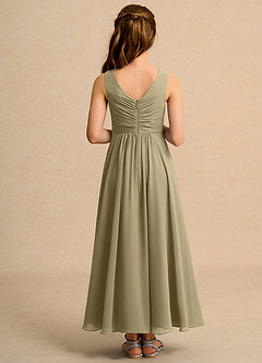 Azazie Ducky Girls Formal Flower Girl Dresses Moss Green A-Line Pleated Chiffon Dress image2