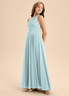 Azazie Charlize Junior Mist A-Line Pleated Chiffon Dress image4