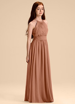 Azazie Malone Junior Vestido de Bronceador de Gasa de Corte en A con Plisado image5