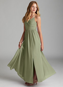 Azazie Zeya Junior Pistachio A-Line Chiffon Dress image4