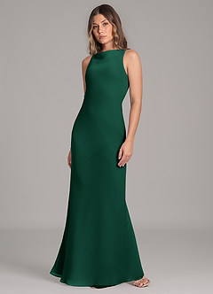 Azazie Allettie Robes de demoiselle d'honneur Robe Sirène en Mousseline de soie émeraude image3