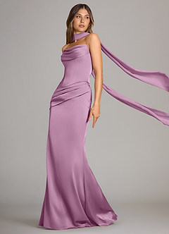 Azazie Sorrel Bridesmaid Dresses Wisteria Mermaid Strapless Stretch Satin Convertible Dress image4