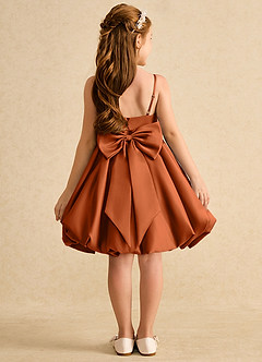 Azazie Davine Flower Girl Dresses Burnt Orange A-Line Spaghetti Strap Matte Satin Dress image8