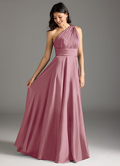 Azazie Charlize Bridesmaid Dresses Vintage Mauve A-Line One Shoulder Stretch Satin Dress image2