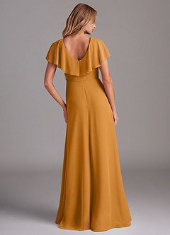 Azazie Lainey Bridesmaid Dresses Butterscotch A-Line with Pockets Chiffon Dress image7