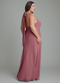 Azazie Velli Abiti da Damigella Abito Sirena in Chiffon Collo alto Rosa Del Deserto image13