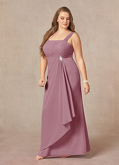 Azazie Weisz Mother of the Bride Dresses Vintage Mauve A-Line Square Neckline Pleated Chiffon Dress image11