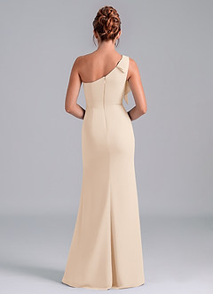 Azazie Rinna Bridesmaid Dresses White Alabaster Mermaid One Shoulder Chiffon Dress image2