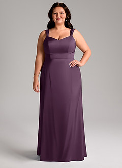 Azazie Denice Robes de demoiselle d'honneur Robe Fourreau en Satin extensible Plissée Prune image8