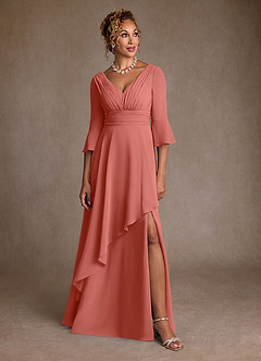 Azazie Eire Suknie dla Matki Panny Młodej Linia A Pofałdowany Szyfon Długość podłogi Sukienka image4